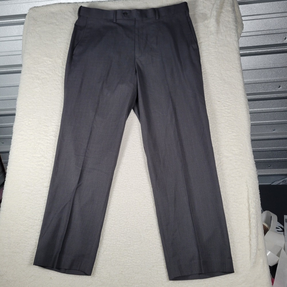 Roundtree & Yorke Dress Pants Mens 38x30 actual(38x32)Charcoal Gray Travel Smart